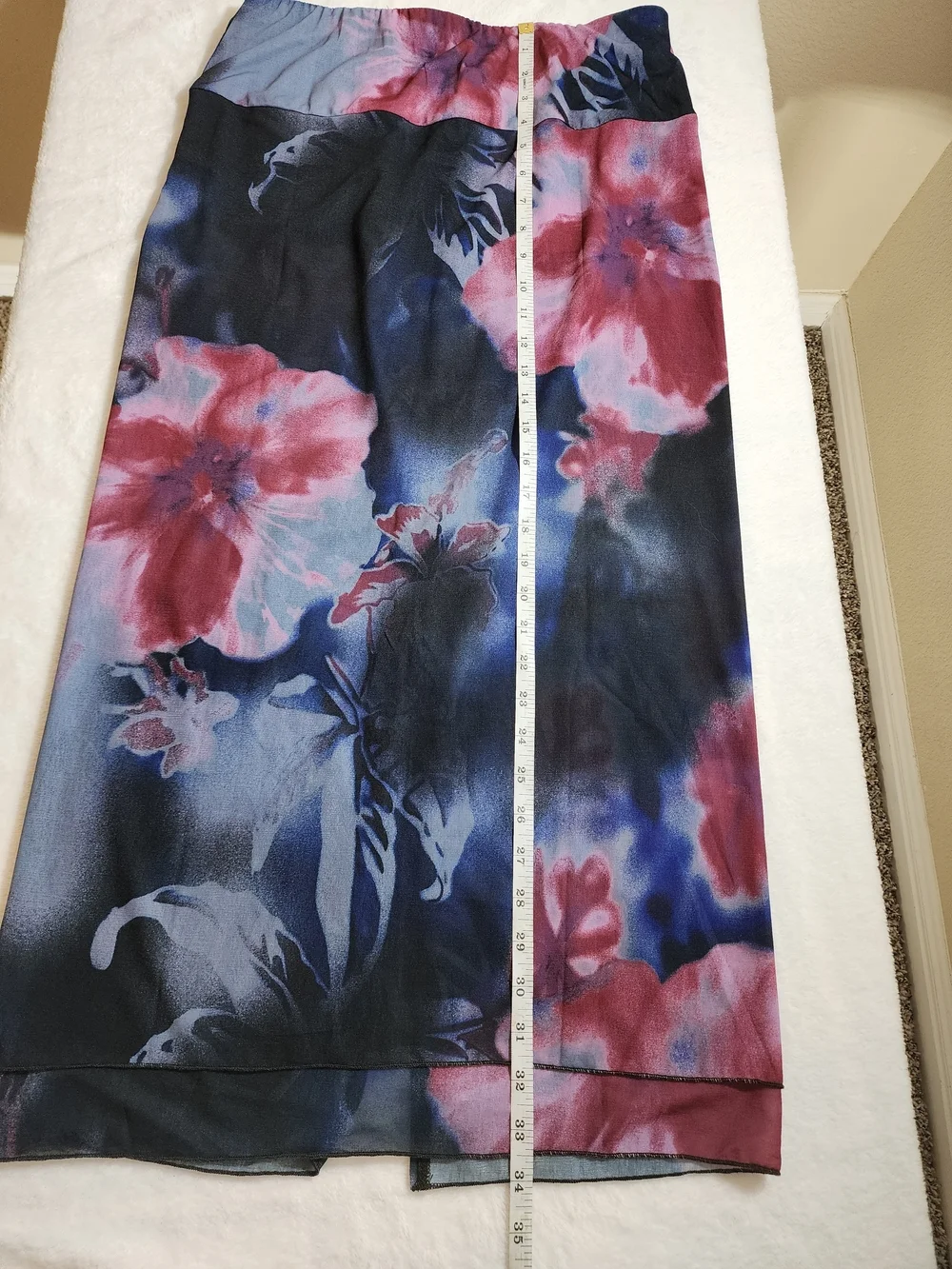 Free People Sunset Mesh Maxi Skirt Night Combo Floral Sheer Overlay Size S